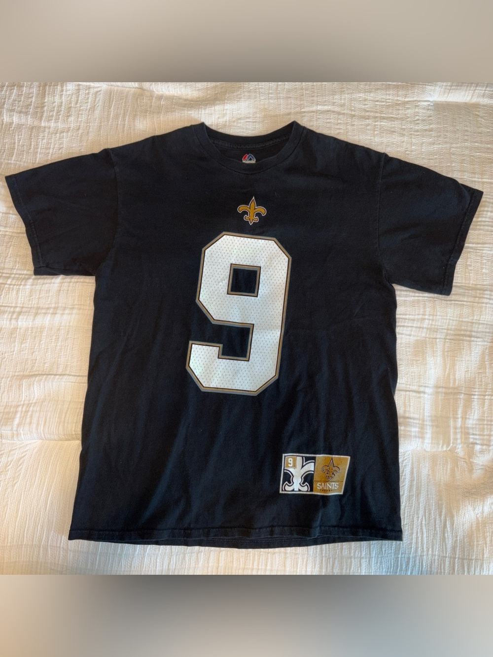 Majestic New Orleans Saints Drew Brees #9 T Shirt Black Medium